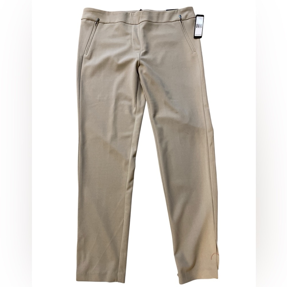 Soho Apparel Tan Straight Leg Pants with front pockets and faux back pockets